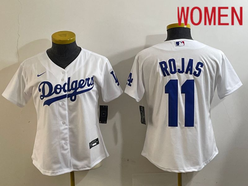 Women Los Angeles Dodgers 11 Rojas White Game 2024 Nike MLB Jersey style 2